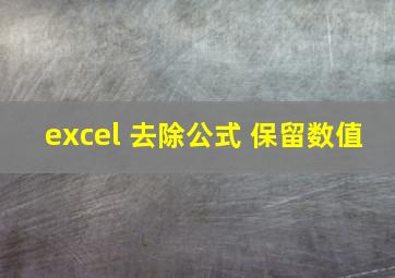 excel 去除公式 保留数值